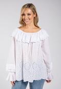 Broderie Anglaise Ruffle Blouse - White / F/S image