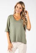 Two Tone Knit Relaxed Jumper - Khaki / F/S image