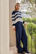 Knitted sweater with stripes and long sleeves - Navy / L image