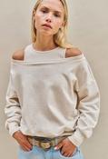 Sweatshirt with layered neckline detail - Cream / M image