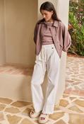 Pleated Wide Leg Trousers - Off White / 40 image