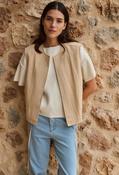 Sleeveless summer jacket with drawstrings - Beige / 2