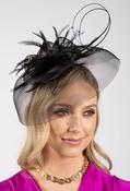 Feather &amp; Diamante Detail Fascinator - Black / One image