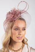 Feather &amp; Diamante Detail Fascinator - Pink / One image
