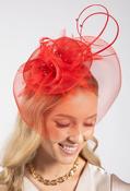 Feather &amp; Diamante Detail Fascinator - Red / One image