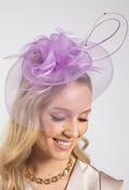 Feather &amp; Diamante Detail Fascinator - Lilac / One image