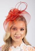 Feather &amp; Diamante Detail Fascinator - Orange / One image