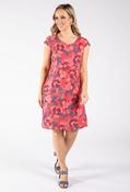 Floral Print Linen Dress - Red Mix / 16 image
