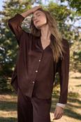V-neck Relaxed Fit Shirt - Chocolate / 18 image