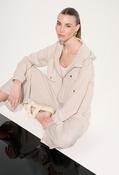 Hooded Zipper Casual Jacket - Beige / XS image