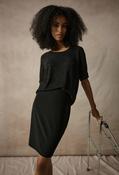 Metallic Knitted T-shirt with Rhinestones - Black / M image