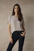 Metallic Knitted T-shirt with Rhinestones - Beige / L image