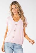 Gold Button Knitted Vest - Pink / F/S