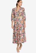 Floral Belted Midi Dress - Rose/Green / 42 image