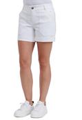 "Ab"solution® High Rise Denim Frayed Cuff Shorts - White / 16 image