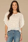 Floral Lace Knit Poncho - Off White / M