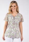 Floral Print Angel Sleeve Top - Green Mix / 12 image