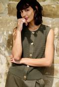 Gold Button Knitted Vest - Khaki / L image