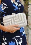 Pearl and Diamante Clutch Bag - Silver / F/S image