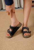 Studded Double Strap Sandals - Black / 36 image