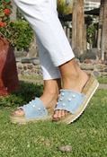 Studded Denim Slide - Light Blue / 36 image