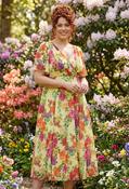 Victoria Angel Sleeve Mesh Midi Curve+ Dress - Lemon / 24 image