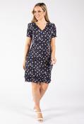 Floral Print Tiered Plisse Dress - Navy/White / 10 image