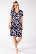 Floral Print Tiered Plisse Dress - Black Pink Blue / 12 image