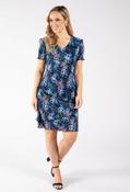 Floral Print Tiered Plisse Dress - Black/Blue / 14 image