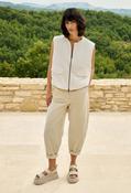 High waist barrel trousers with button detail - Sand / 40 image