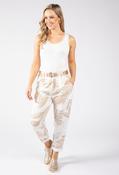 Gold Foil Belted Joggers - Off White/Beige / F/S image