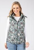 Abstract Print Quilted Gilet - Green Mix / S image