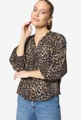 Leopard Print Slip On Blouse - Beige/Black / 40 image