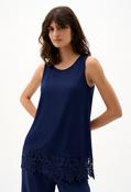 Chic Top with Embroidered Hem - Navy / 10 image