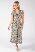 Apple Front Knot Palm Print Dress - Green Mix / 10 image