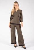 Knit Colour Block Culotte Pant - Khaki / XS image