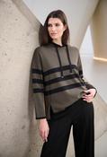 Hooded Striped Pullover - Khaki / L image