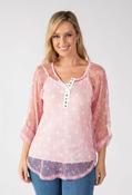 Polka Dot Mesh Blouse - Pink / F/S