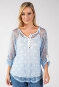Polka Dot Mesh Blouse - Blue / F/S