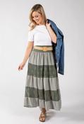 Gingham &amp; Lace Midi Skirt image