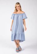 Off the Shoulder Gingham Dress - Blue / F/S image