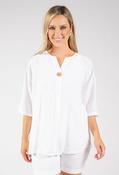Button Detail Linen Look Blouse - White / F/S image