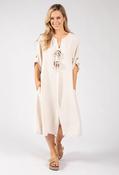 Linen Look Relaxed Dress - Beige / F/S image