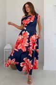 Betty Asymmetric Floral Print Midi Dress - Navy Mix / 8 image
