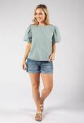 Gingham Puff Sleeve Top - Green / F/S image