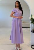 Dollie Asymmetric Neckline Skater Midi Dress - Purple / 18