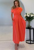 Dollie Asymmetric Neckline Skater Midi Dress - Orange / 12 image
