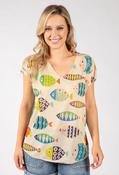 Fish Print Lurex Knit Top - Beige Mix / F/S image