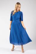 Front Knot Plisse Pleated Dress - Royal Blue / F/S image
