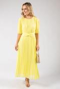Front Knot Plisse Pleated Dress - Lemon / F/S image
